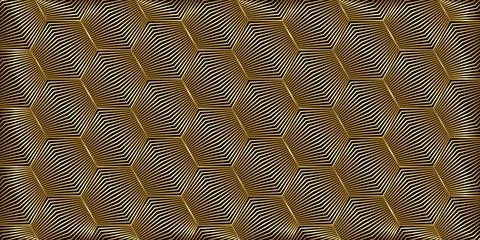 Abstract geometric pattern hexagon shape with striped lines golden wave luxur Stock Illustration