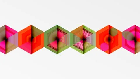 Abstract geometric pattern. Hexagonal shapes repeat, displaying vibrant colors, Stock Illustration