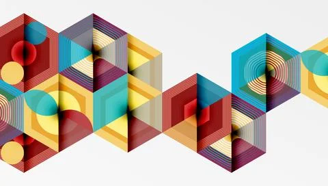 Abstract geometric pattern. Hexagonal shapes create zigzag line, vibrant colors, Illustrazione stock