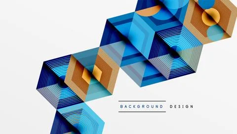 Abstract geometric pattern. Hexagonal shapes create dynamic visual flow. Blue, Stock Illustration
