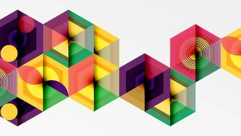 Abstract geometric pattern. Hexagonal shapes interlock, vibrant colors create Stock Illustration