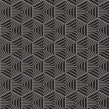 Abstract geometric pattern with hexagons and stripes. Vector seamless thin lines Stock Illustration