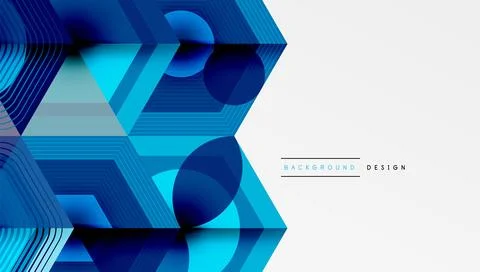 Abstract geometric pattern. Hexagons, circles create dynamic composition. Blue Stock Illustration