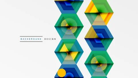 Abstract geometric pattern. Hexagons, circles create vibrant visual texture. Stock Illustration