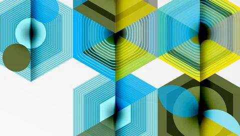 Abstract geometric pattern. Hexagons, circles, lines create complex visual 스톡 일러스트