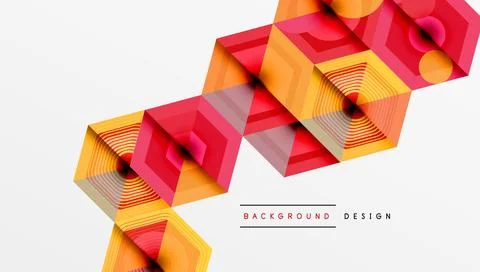 Abstract geometric pattern. Hexagons create dynamic perspective, vibrant orange, イラスト素材