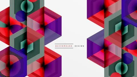 Abstract geometric pattern. Hexagons, lines create dynamic visual effect. Purple 库存插图