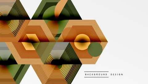 Abstract geometric pattern. Hexagons, lines create modern design. Warm colors イラスト素材