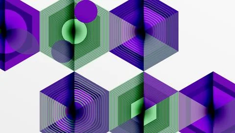 Abstract geometric pattern. Hexagons overlap, creating layered visual effect. Stockillustratie