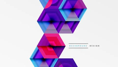 Abstract geometric pattern. Hexagons overlap creating vibrant colorful layers. Illustrazione stock