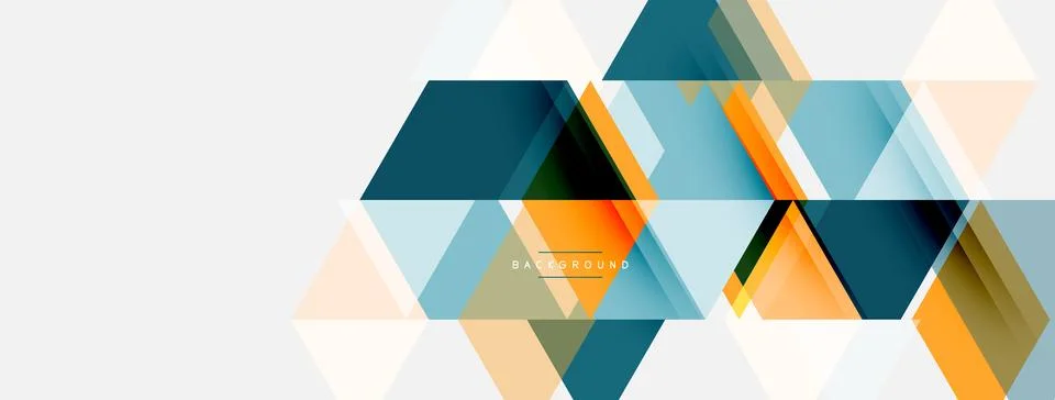 Abstract geometric pattern. Hexagons overlap creating layered effect. Orange, Illustrazione stock