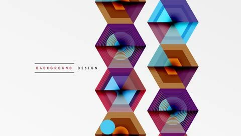 Abstract geometric pattern. Hexagons, triangles create vibrant visual flow. Illustrazione stock