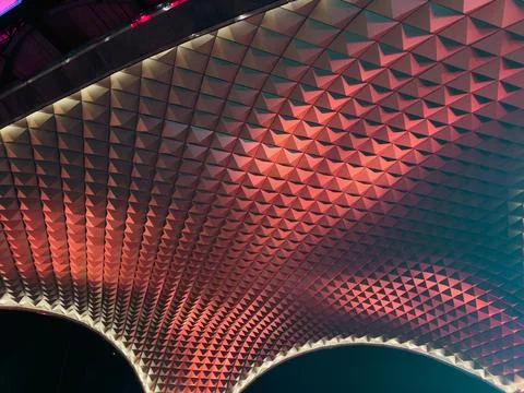 Abstract Geometric Pattern of Illuminated Ceiling 스톡 사진
