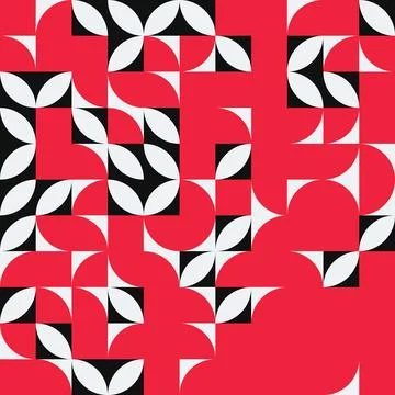 Abstract geometric pattern illustration featuring red, white, and black shape Stock Illustration