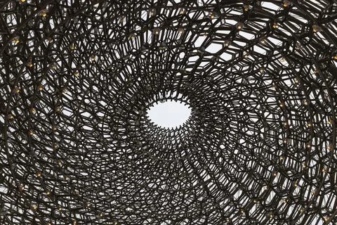 Abstract Geometric Pattern Inside The Hive Sculpture at Kew Gardens, London Stock Photos
