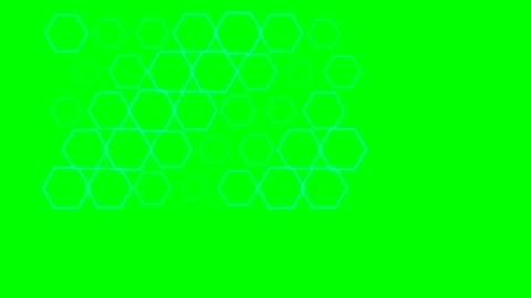 Abstract geometric pattern of interconnected blue hexagons on green backgroun Stock Footage 340902613