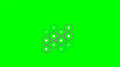 Abstract geometric pattern of interconnected hexagons on a green background Stock Footage 340266882