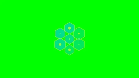 Abstract geometric pattern of interconnected hexagons on a bright green field Stockbeeldmateriaal 341823843