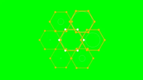 Abstract geometric pattern of interconnected yellow hexagons on green screen Stock Footage 340903748