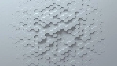 Abstract Geometric Pattern with Interlocking 3D Hexagonal Shapes in Grey Tones 스톡 일러스트