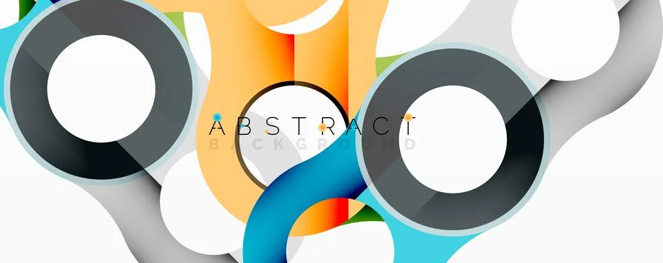 Abstract geometric pattern with interlocking circular and tubular shapes Stock Illustration