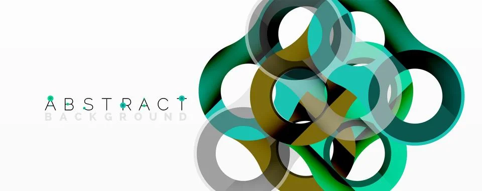 Abstract geometric pattern with interlocking circular and tubular shapes Stock Illustration