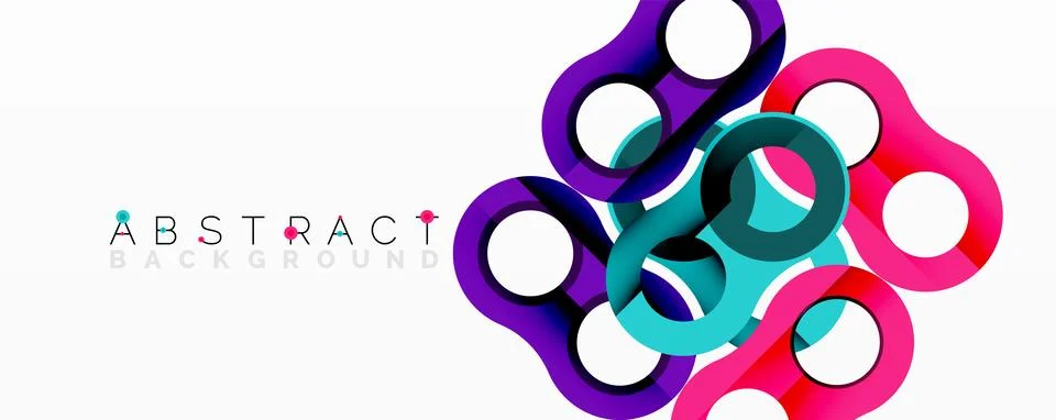 Abstract geometric pattern with interlocking circular and tubular shapes Stock Illustration