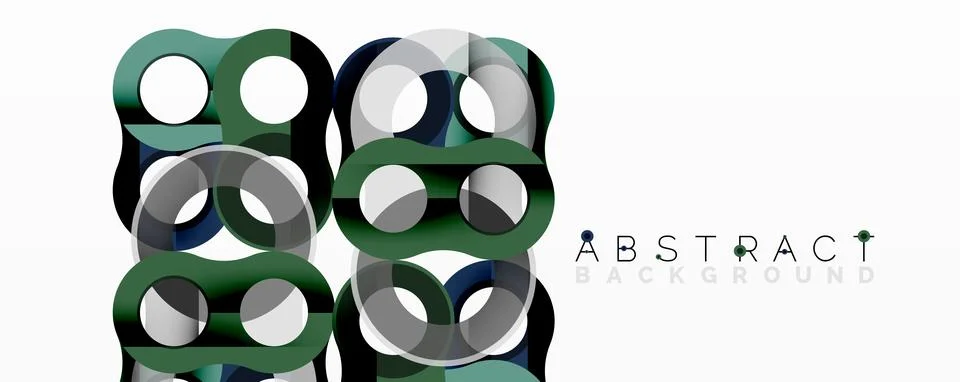 Abstract geometric pattern with interlocking circular and tubular shapes Stock Illustration