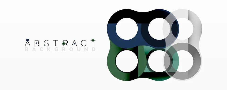 Abstract geometric pattern with interlocking circular and tubular shapes Stock Illustration