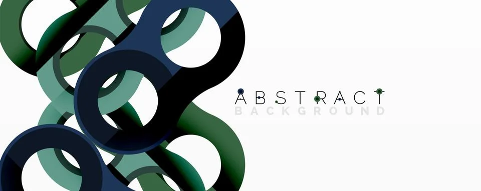 Abstract geometric pattern with interlocking circular and tubular shapes Stock Illustration