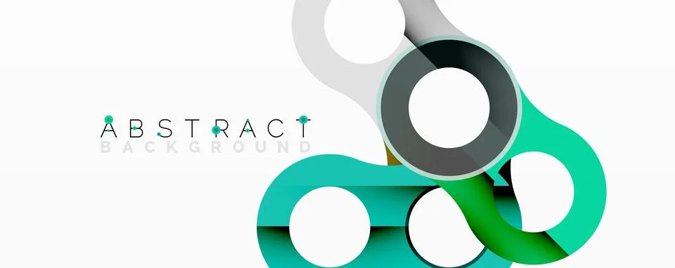 Abstract geometric pattern with interlocking circular and tubular shapes Illustrazione stock