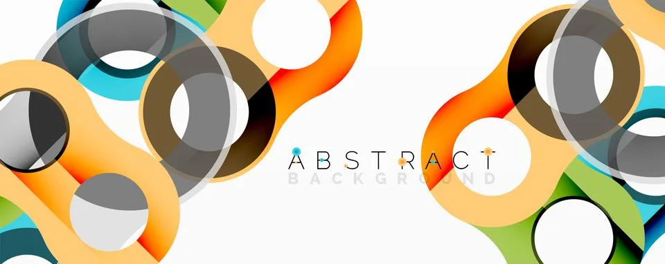 Abstract geometric pattern with interlocking circular and tubular shapes Illustrazione stock