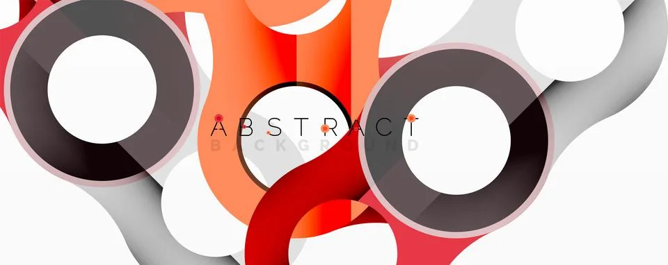 Abstract geometric pattern with interlocking circular and tubular shapes Stock Illustration