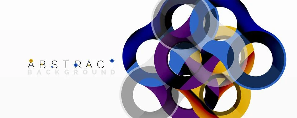 Abstract geometric pattern with interlocking circular and tubular shapes Stock Illustration