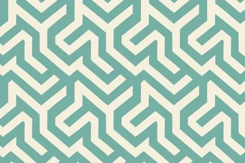 Abstract geometric pattern with interlocking lines in teal and cream イラスト素材