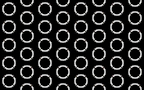 Abstract geometric pattern of interlocking white rings on black. Stock Illustration