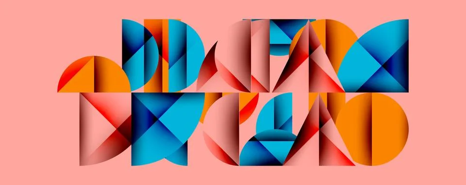 Abstract geometric pattern with intersecting circles and triangles in gradi.. イラスト素材