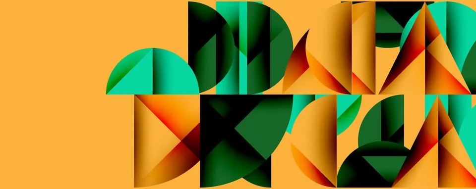 Abstract geometric pattern with intersecting circles and triangles in gradi.. Ilustración de archivo