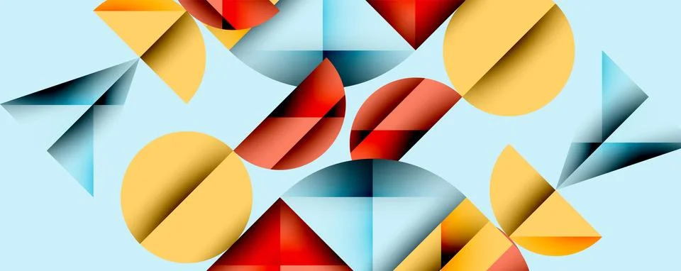 Abstract geometric pattern with intersecting circles and triangles in gradi.. 库存插图