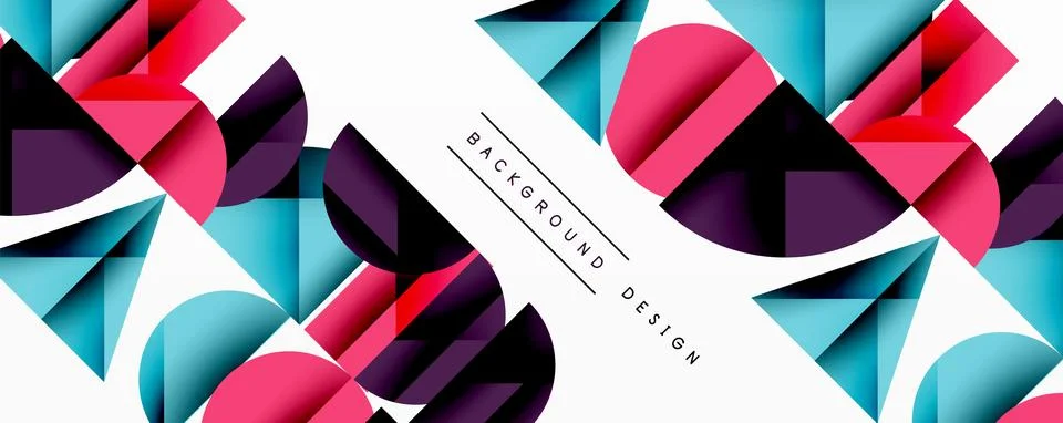 Abstract geometric pattern with intersecting circles and triangles in gradi.. 库存插图