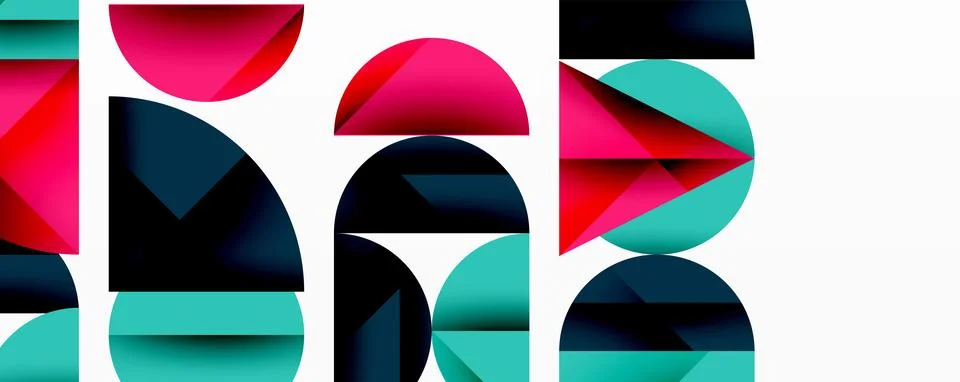 Abstract geometric pattern with intersecting circles and triangles in gradi.. 스톡 일러스트