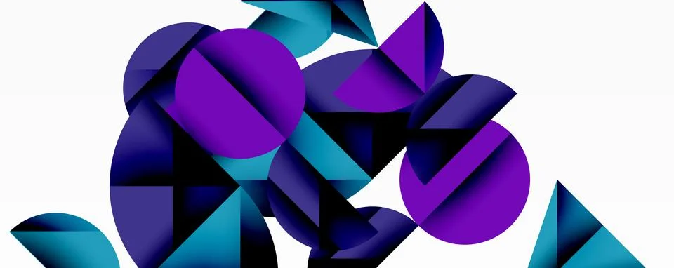 Abstract geometric pattern with intersecting circles and triangles in gradi.. 库存插图