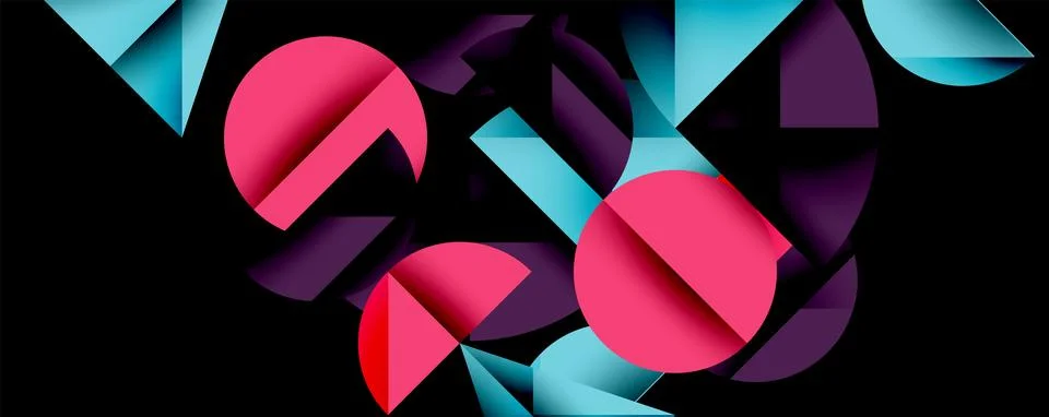 Abstract geometric pattern with intersecting circles and triangles in gradi.. Illustrazione stock