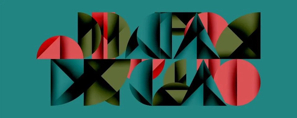 Abstract geometric pattern with intersecting circles and triangles in gradi.. Illustrazione stock