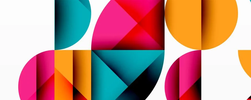 Abstract geometric pattern with intersecting circles and triangles in gradi.. 库存插图