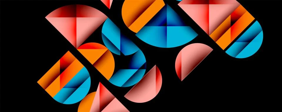 Abstract geometric pattern with intersecting circles and triangles in gradi.. 库存插图