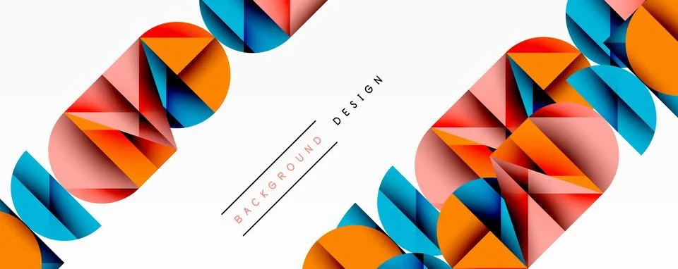 Abstract geometric pattern with intersecting circles and triangles in gradi.. 스톡 일러스트