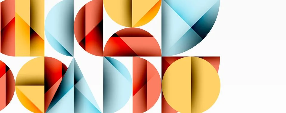 Abstract geometric pattern with intersecting circles and triangles in gradi.. 库存插图