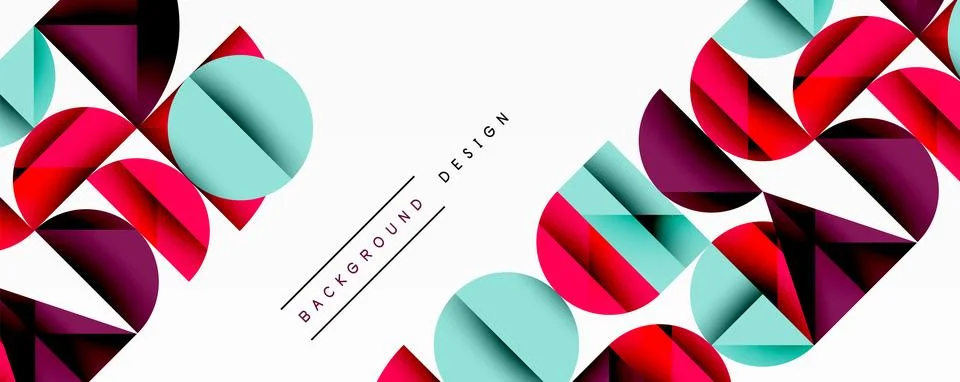 Abstract geometric pattern with intersecting circles and triangles in gradients. Stock Illustration