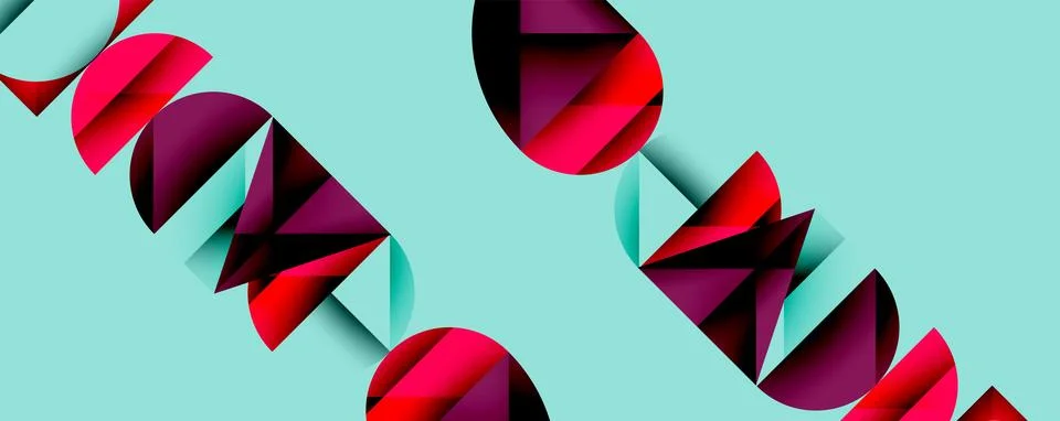Abstract geometric pattern with intersecting circles and triangles in gradients. イラスト素材